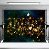 Aperturee - Aperturee Green Black Starry Sky Sparkle Gold New Year Backdrop